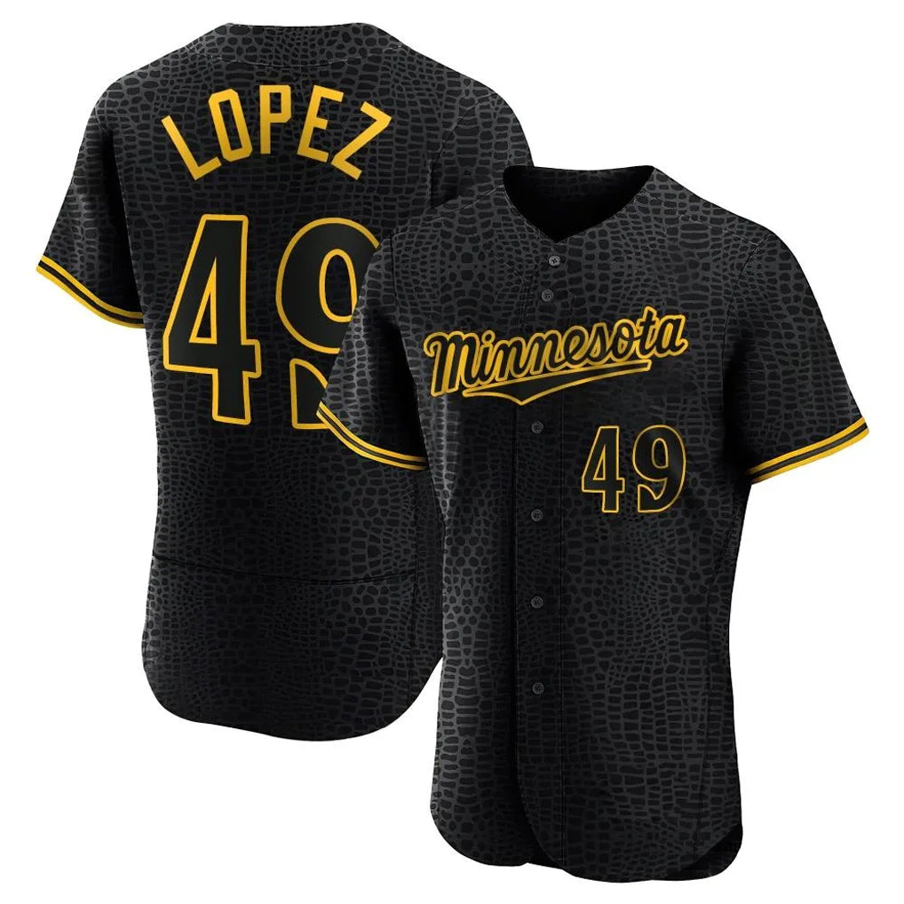 Seanshop M.Twins #49 Pablo Lopez Player Black Snake Skin City Home Limited Elite Stitched Jerseys