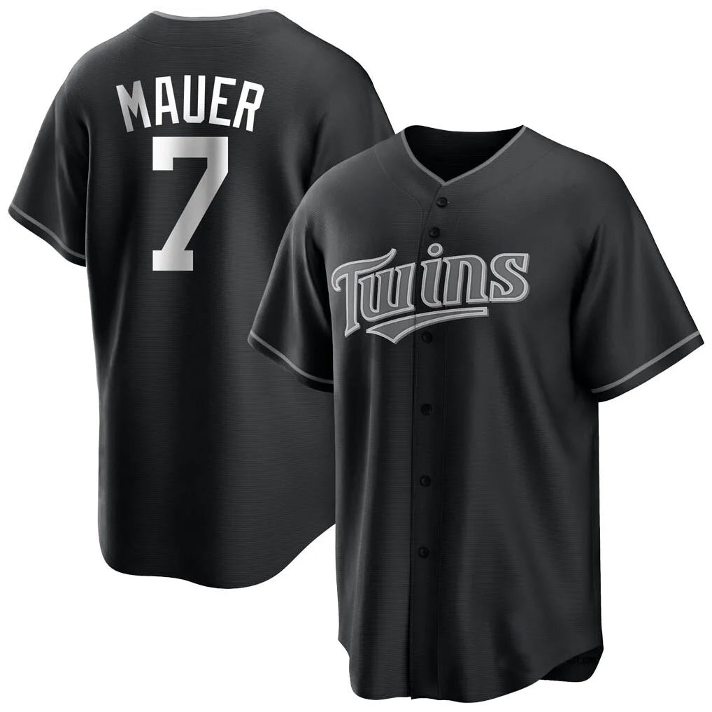 Seanshop M.Twins #7 Joe Mauer Player Black Home Game Stitched Jerseys