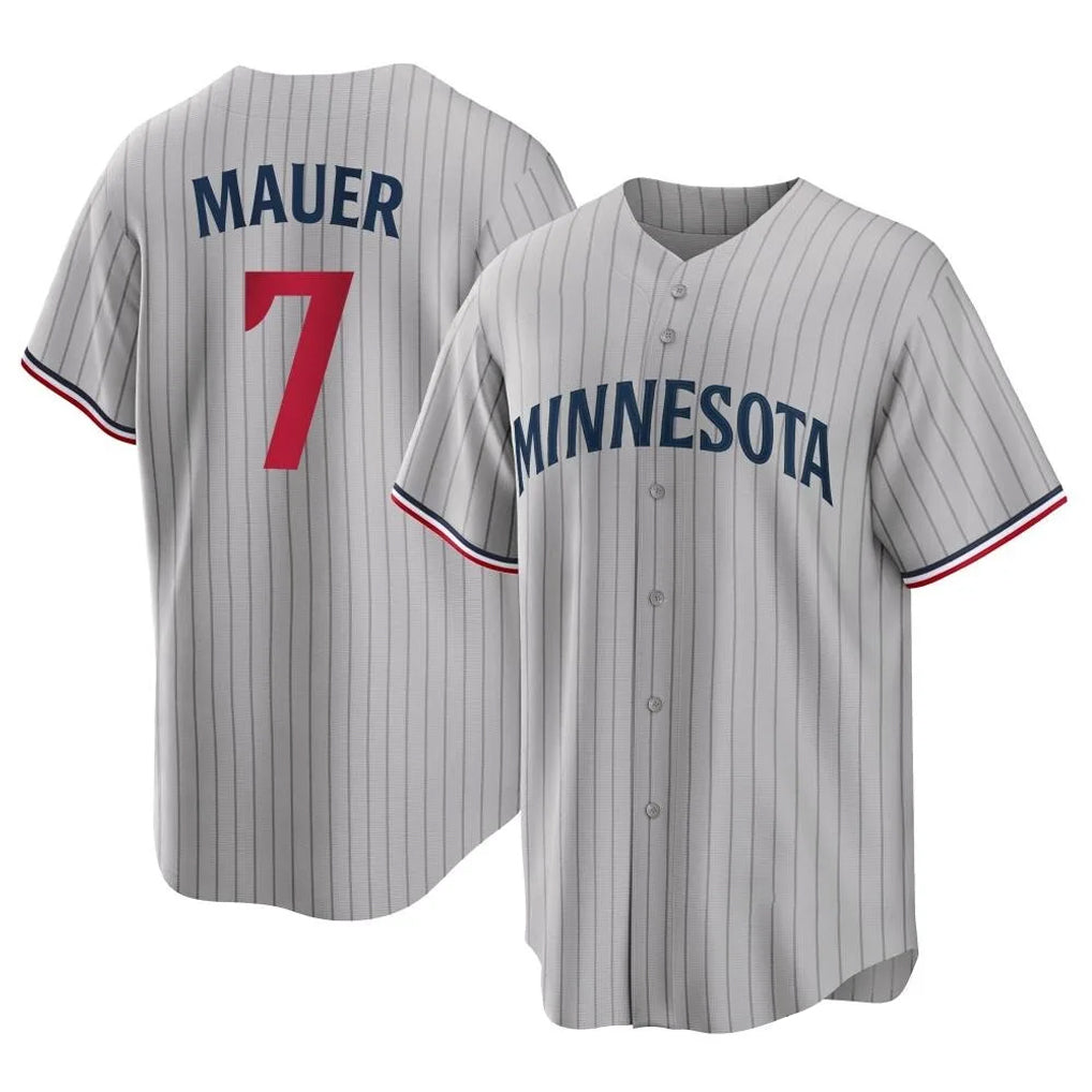 Seanshop M.Twins #7 Joe Mauer Player Gray Game Limited Home Stitched Jerseys