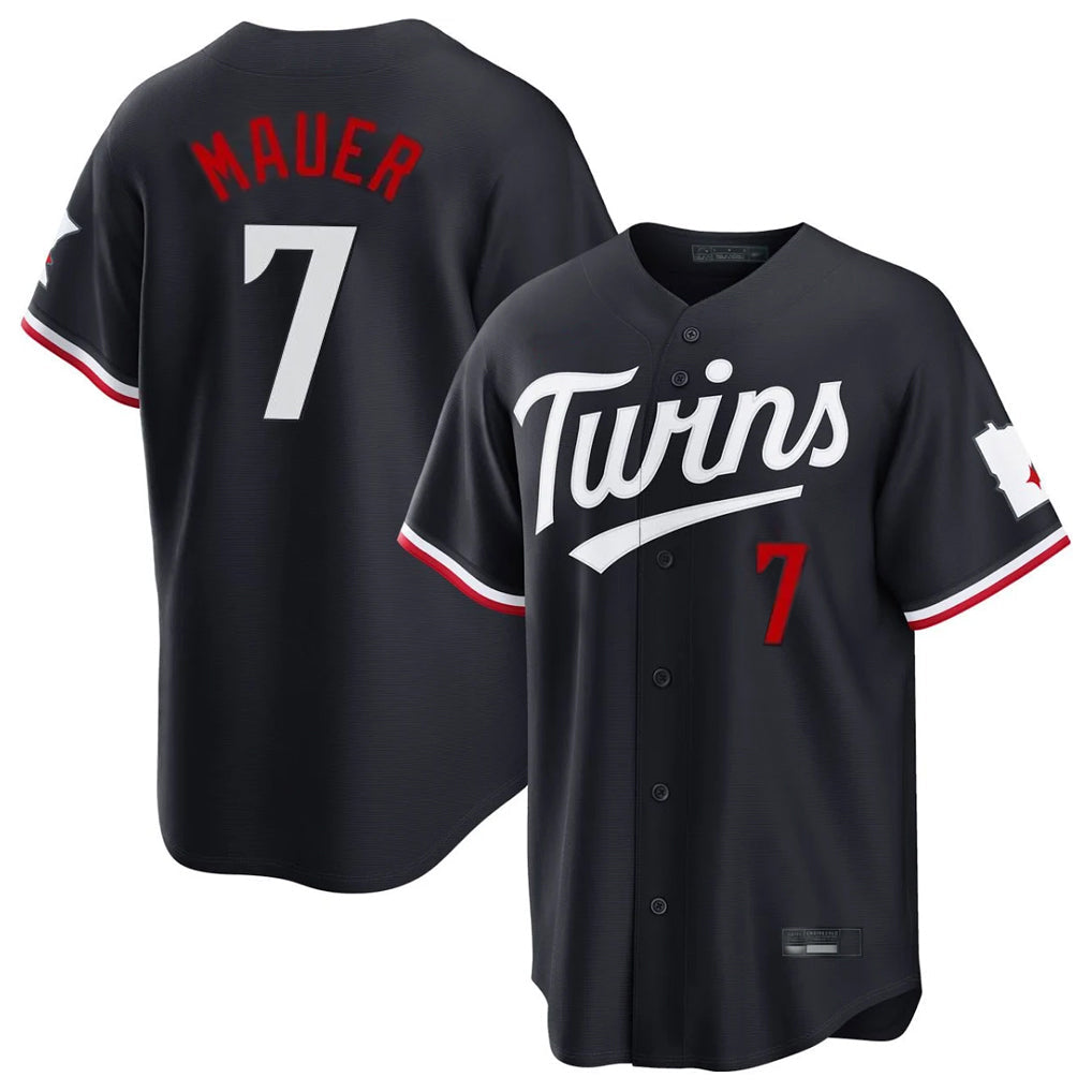 Seanshop M.Twins #7 Joe Mauer Player Navy Home Game Stitched Jerseys