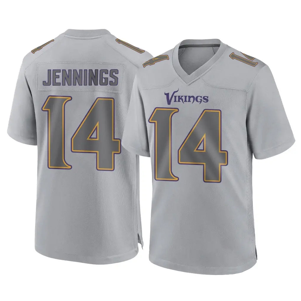 Seanshop M.Vikings #14 Jauan Jennings Player Gray Atmosphere Fashion Home Game Stitched Jerseys