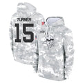 Seanshop M.Vikings #15 Dallas Turner Player Arctic Camo Salute to Service Pullover Hoodies Limited Game Stitched Jerseys