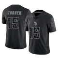 Seanshop M.Vikings #15 Dallas Turner Player Black Reflective LImited Home Game Stitched Jerseys