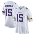Seanshop M.Vikings #15 Dallas Turner Player White Home Game Stitched Jerseys