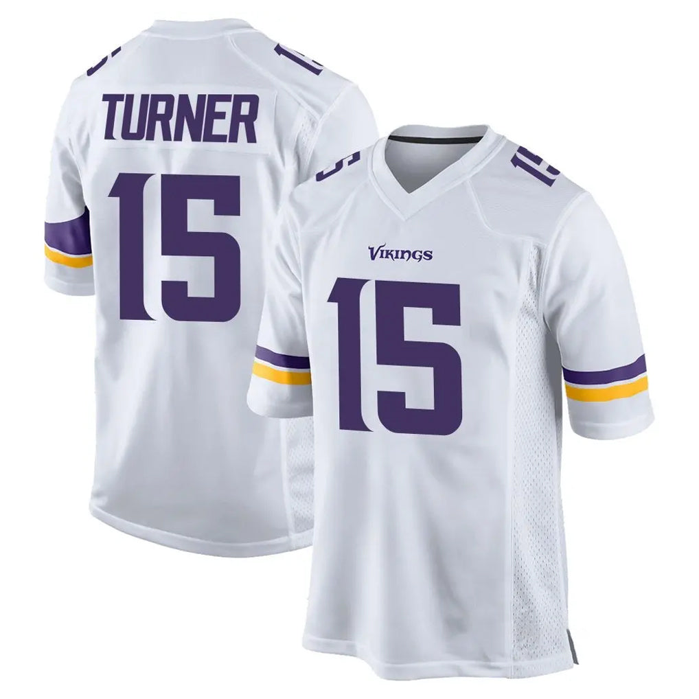 Seanshop M.Vikings #15 Dallas Turner Player White Home Game Stitched Jerseys