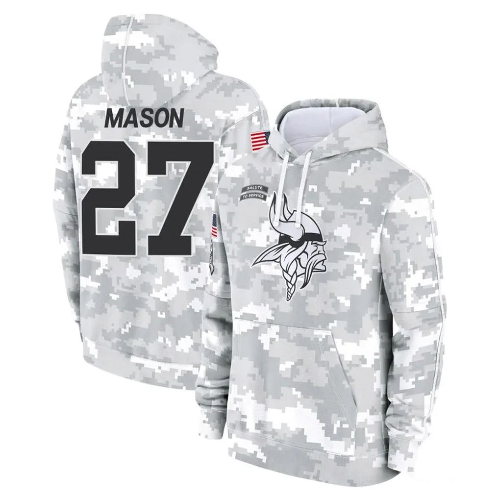 Seanshop M.Vikings #27 Jordan Mason Player Arctic Camo Salute to Service Pullover Hoodies Limited Game Stitched Jerseys