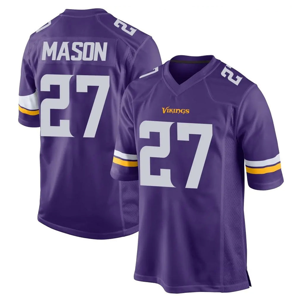 Seanshop M.Vikings #27 Jordan Mason Player Purple Home Game Stitched Jerseys