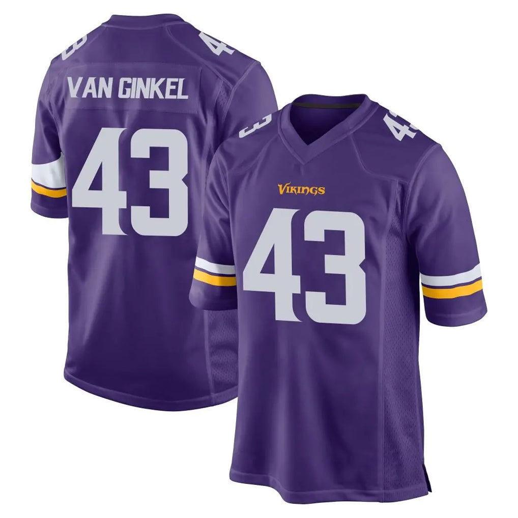 Seanshop M.Vikings #43 Andrew Van Ginkel Player Purple Home Game Stitched Jerseys