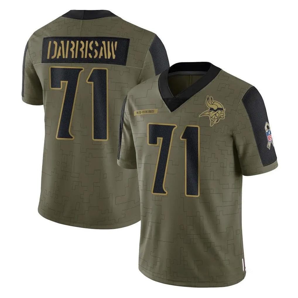 Seanshop M.Vikings #71 Christian Darrisaw Player Olive Salute To Service Limited Game Stitched Jerseys