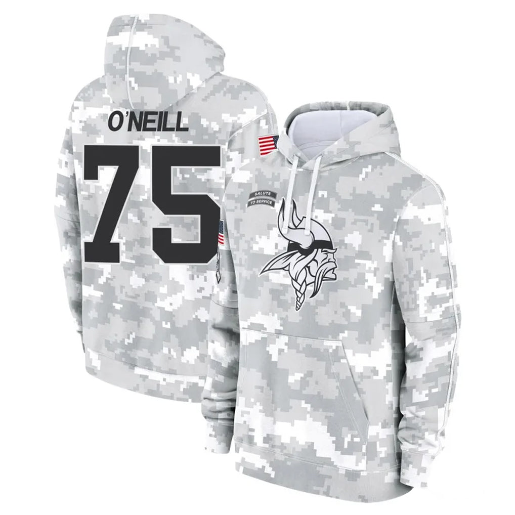 Seanshop M.Vikings #75 Brian O'Neill Player Arctic Camo Salute to Service Pullover Hoodies Limited Game Stitched Jerseys