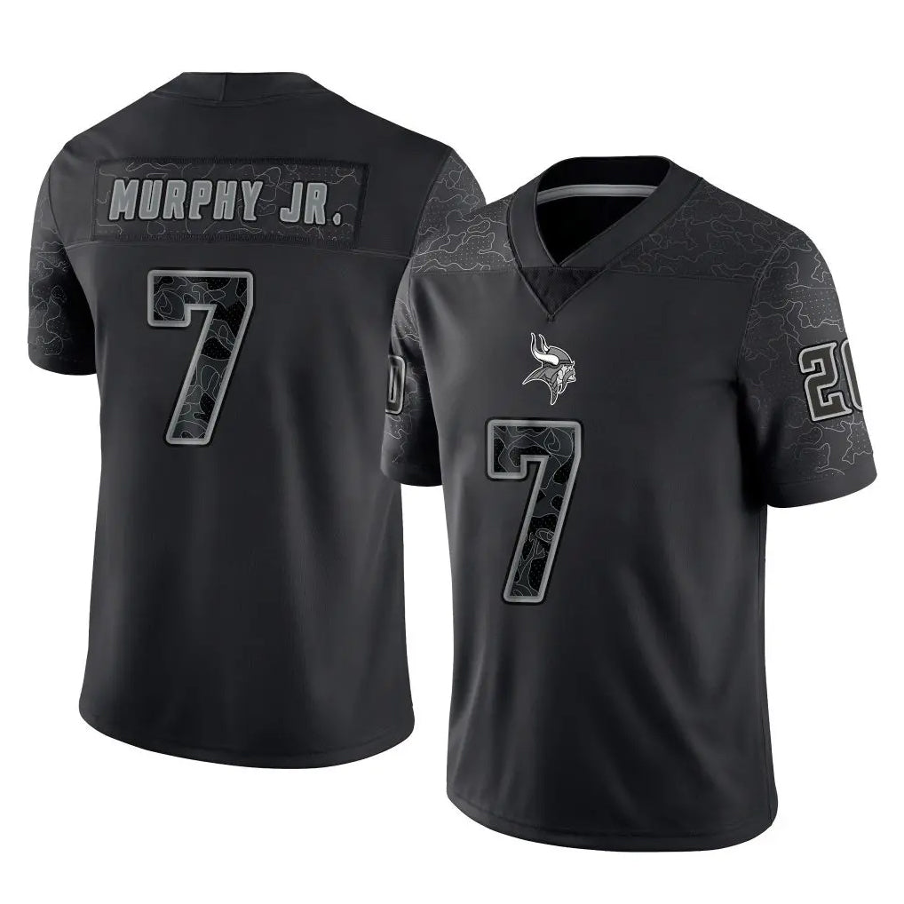 Seanshop M.Vikings #7 Byron Murphy Jr. Player Black Reflective LImited Home Game Stitched Jerseys