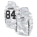 Seanshop M.Vikings #84 Josh Oliver Player Arctic Camo Salute to Service Pullover Hoodies Limited Game Stitched Jerseys