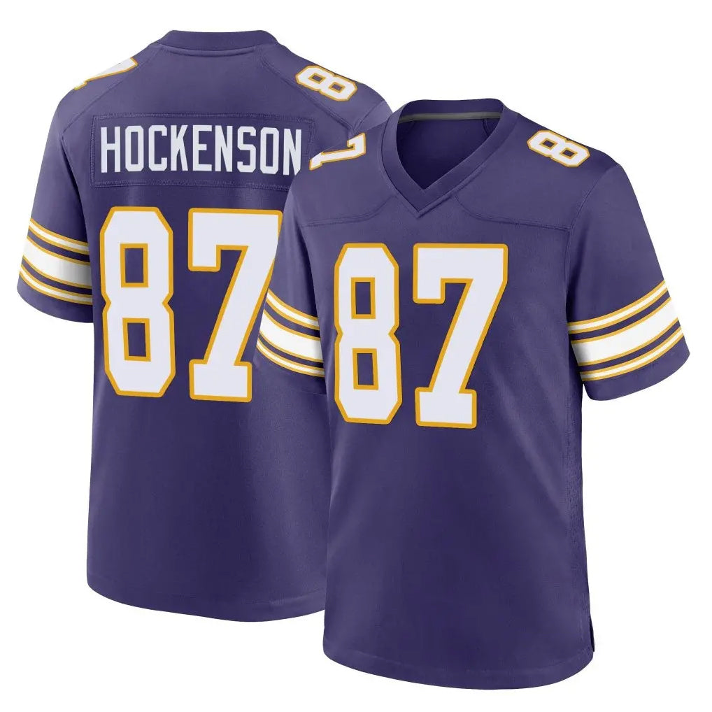 Seanshop M.Vikings #87 T.J. Hockenson Player Purple Classic Home Game Stitched Jerseys