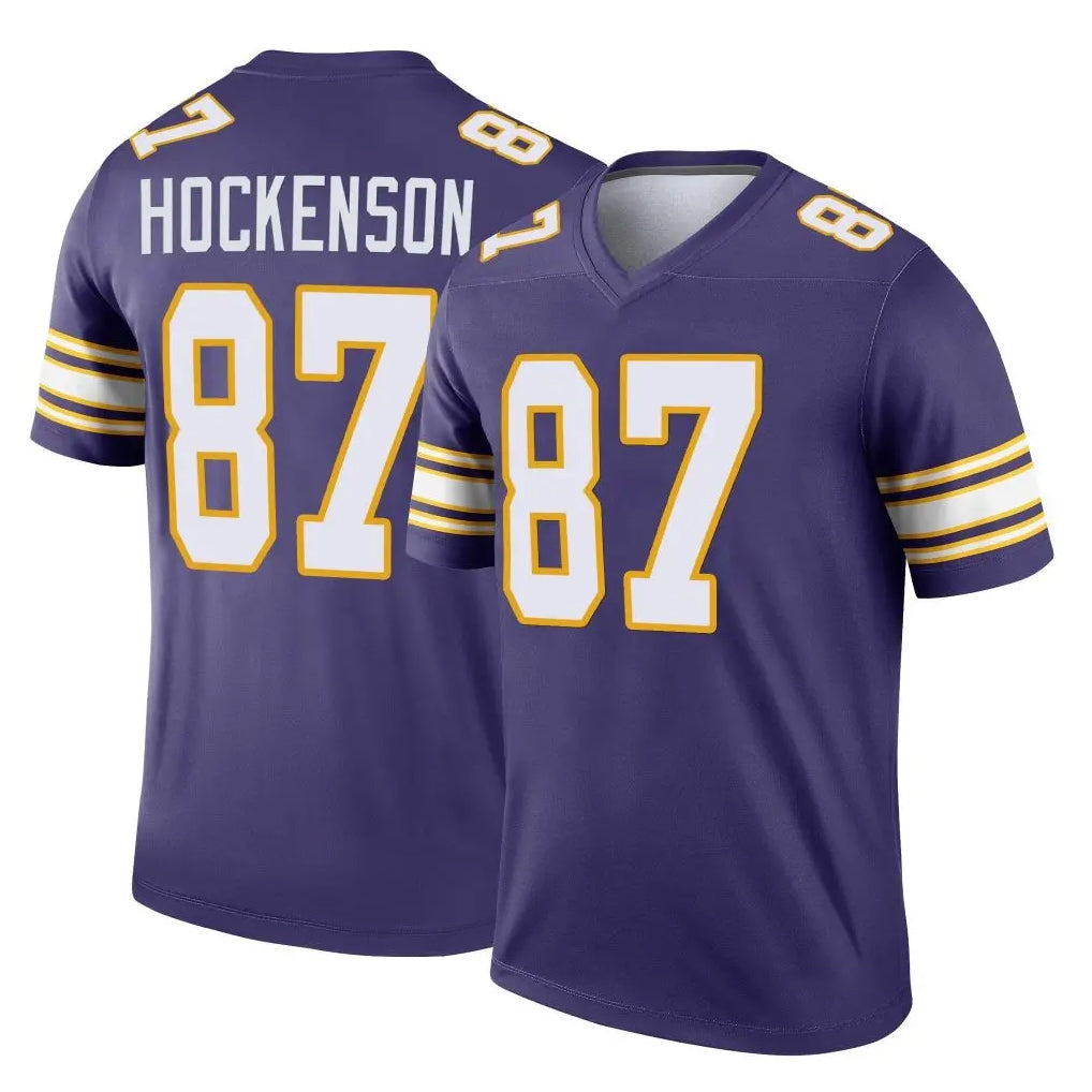 Seanshop M.Vikings #87 T.J. Hockenson Player Purple Limited Classic Home Game Stitched Jerseys