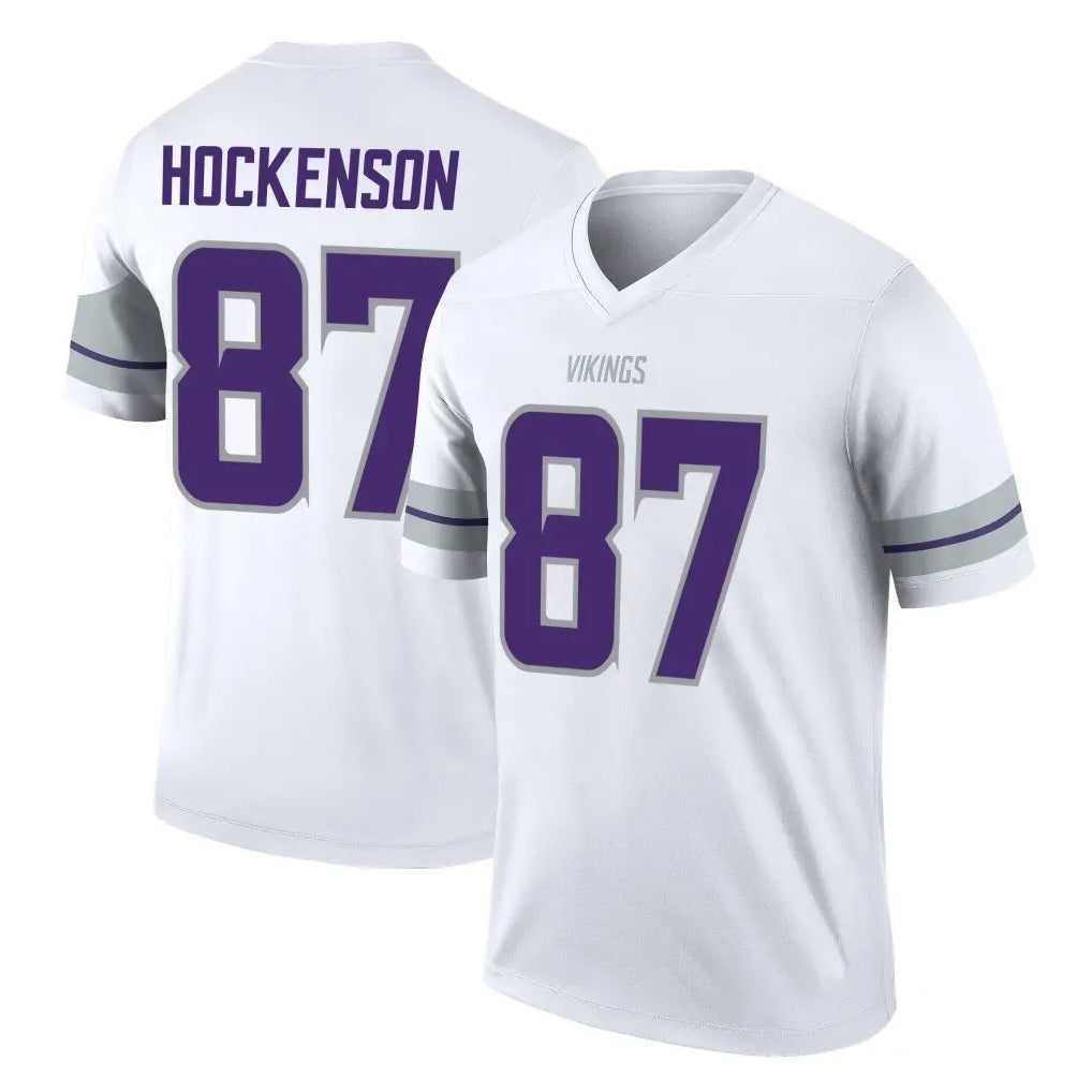 Seanshop M.Vikings #87 T.J. Hockenson Player White Home Game Stitched Jerseys