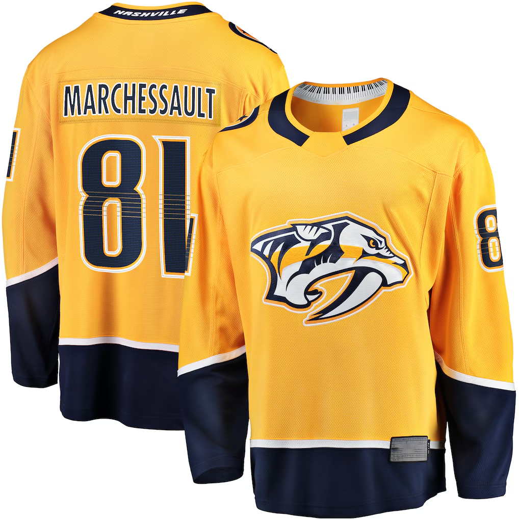Seanshop N.Predators #81 Jonathan Marchessault Gold Breakaway Jerseys