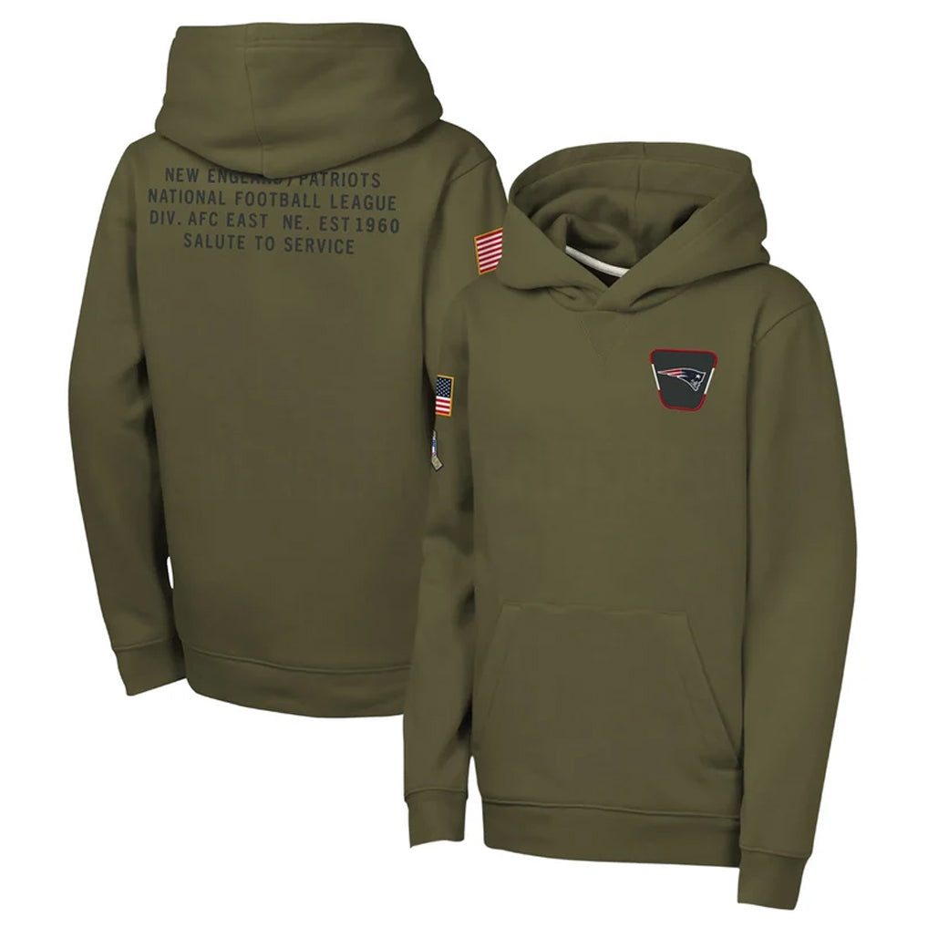 Seanshop NE.Patriots Olive Salute to Service Pullover Hoodies Limited Blank Player Stitched Jerseys