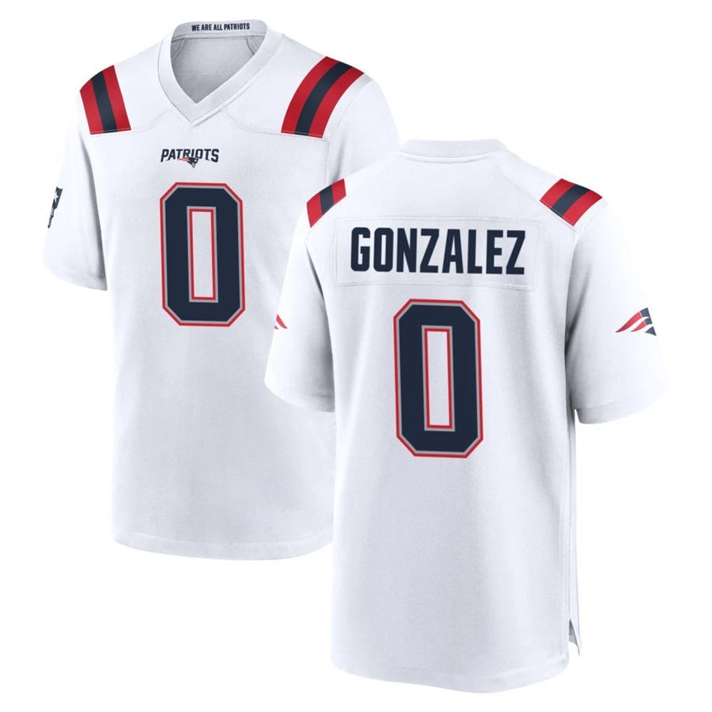 Seanshop NE.Patriots #0 Christian Gonzalez Player White Home Game Stitched Jerseys
