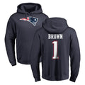 Seanshop NE.Patriots #1 A.J. Brown Player Navy LOGO Pullover Hoodies Home Game Stitched Jerseys