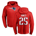 Seanshop NE.Patriots #25 Marcus Jones Player Red LOGO Pullover Hoodies Home Game Stitched Jerseys