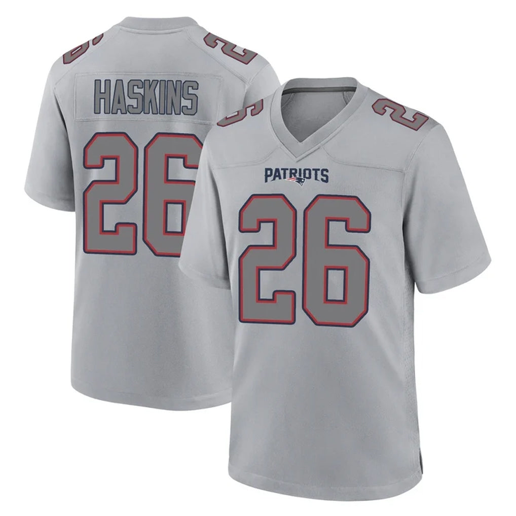 Seanshop NE.Patriots #26 Hassan Haskins Player Gray Pullover Hoodies Home Game Stitched Jerseys