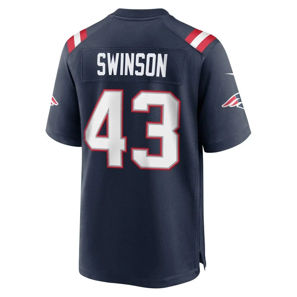 NE.Patriots #43 Bradyn Swinson Navy Team Game Jersey