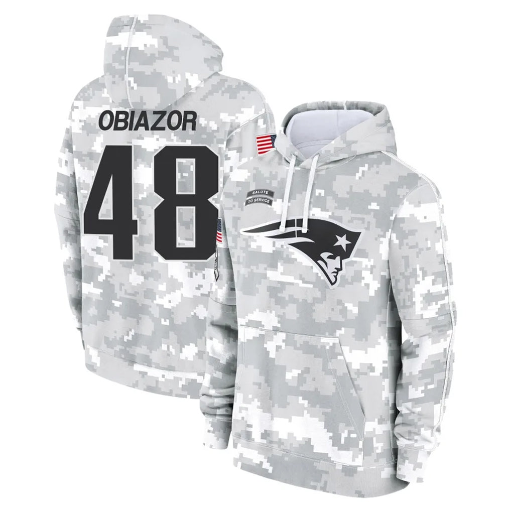 Seanshop NE.Patriots #48 Namdi Obiazor Player Arctic Camo Salute to Service Pullover Hoodies Limited Game Stitched Jerseys