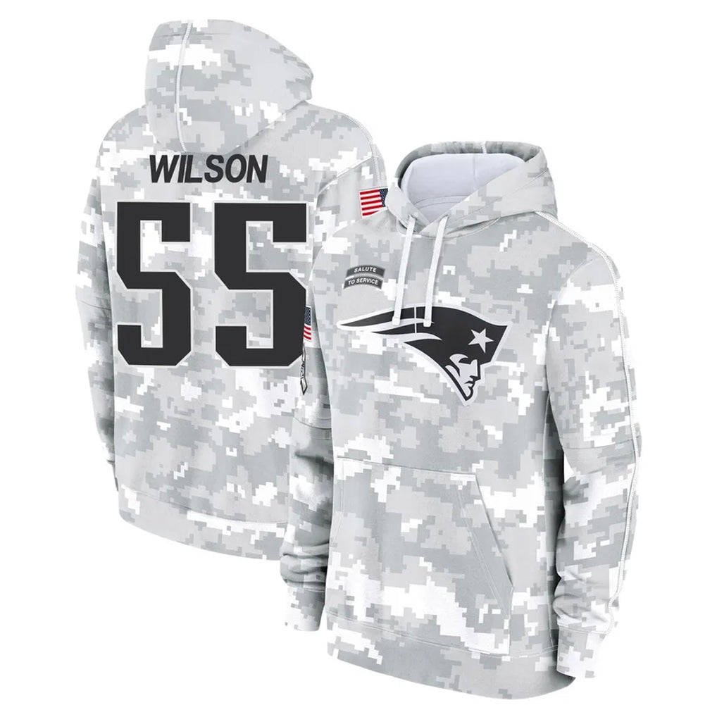 Seanshop NE.Patriots #55 Jared Wilson Player Arctic Camo Salute to Service Pullover Hoodies Limited Game Stitched Jerseys