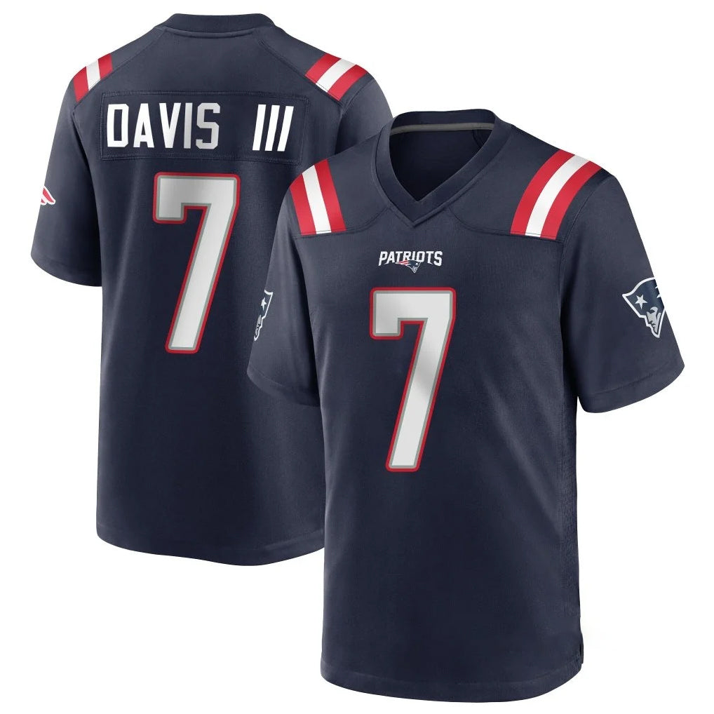 Seanshop NE.Patriots #7 Carlton Davis III Player Navy Home Game Stitched Jerseys