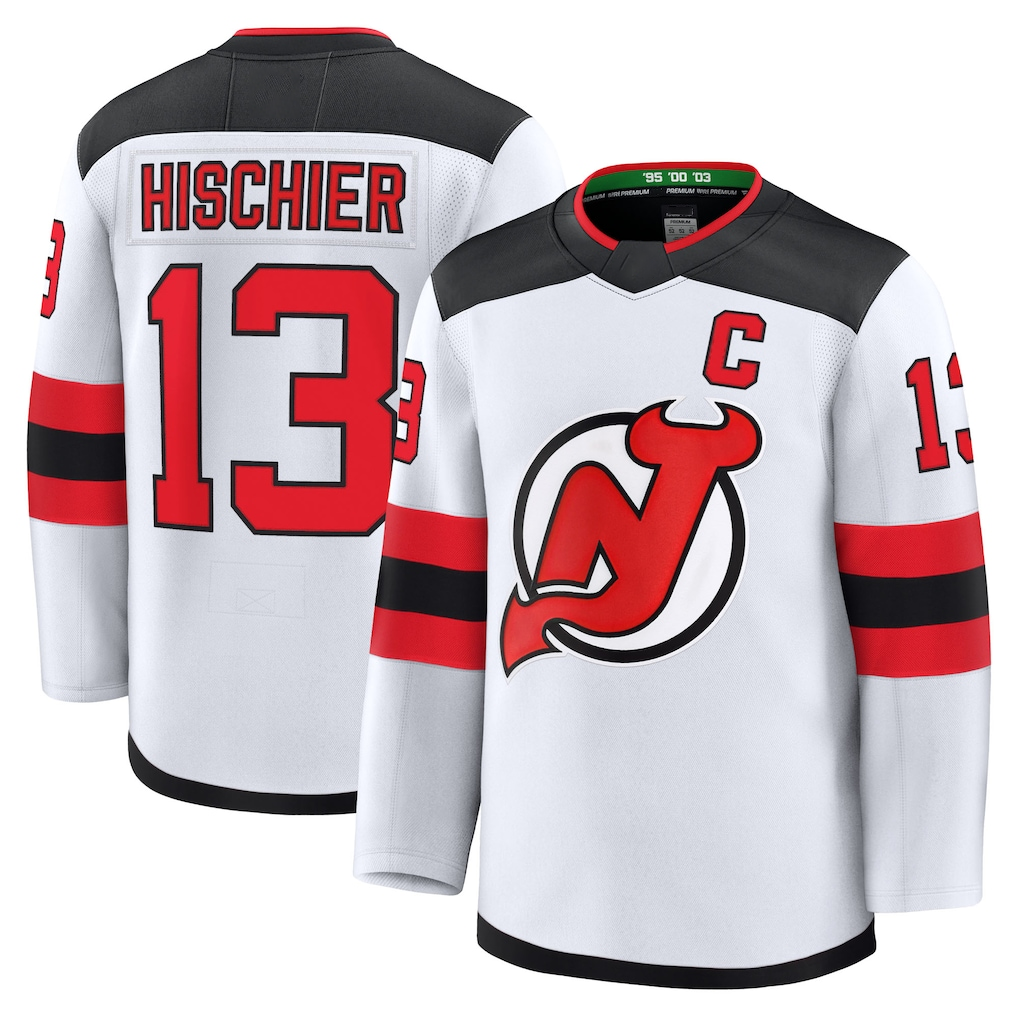 Seanshop NJ.Devils #13 Nico Hischier White Away Premium Jerseys