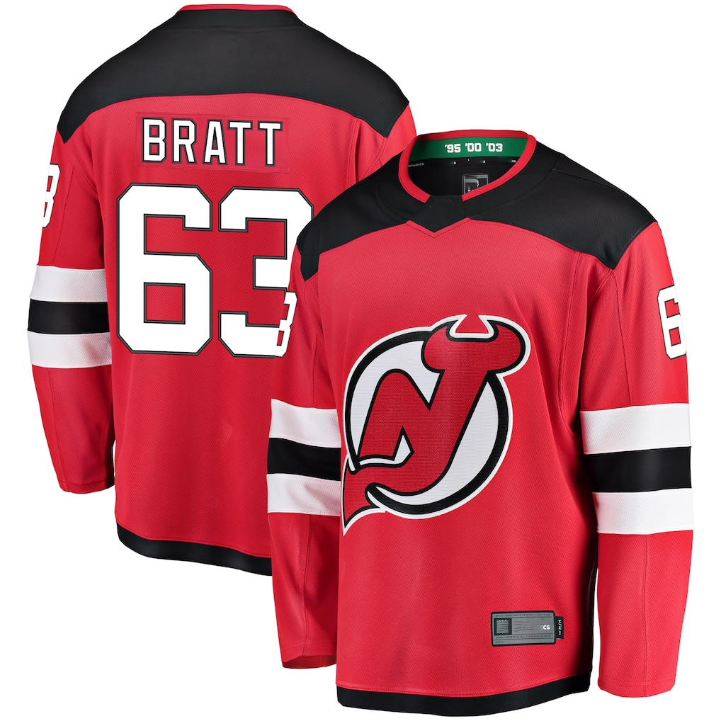 Seanshop NJ.Devils #63 Jesper Bratt Red Home Breakaway Player Jerseys