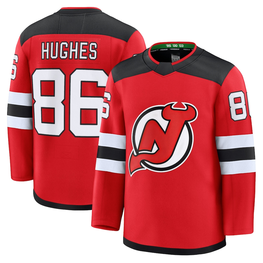 Seanshop NJ.Devils #86 Jack Hughes Red Home Premium Jerseys