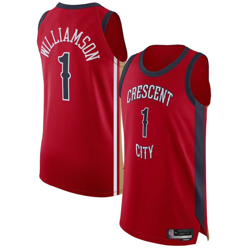 Seanshop NO.Pelicans #1 Zion Williamson Red Authentic Stitched Jerseys- Statement Edition