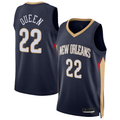 Seanshop NO.Pelicanss #22 Derik Queen Navy Swingman Stitched Jerseys- Icon Edition