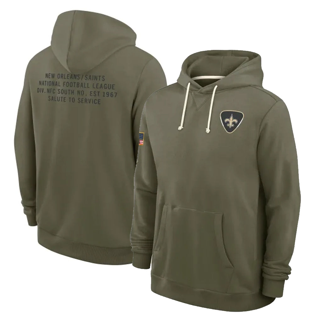 Seanshop NO.Saints Olive Salute to Service Pullover Hoodies Limited Blank Player Stitched Jerseys