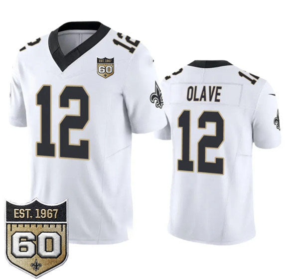 Seanshop NO.Saints #12 Chris Olave White 2026 F.U.S.E 60th Anniversary Patch Vapor Limited Football Stitched Jersey