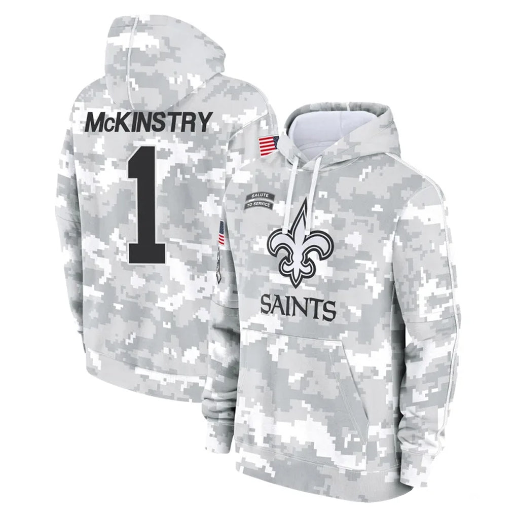 Seanshop NO.Saints #1 Kool-Aid McKinstry Player Arctic Camo Salute to Service Pullover Hoodies Limited Game Stitched Jerseys