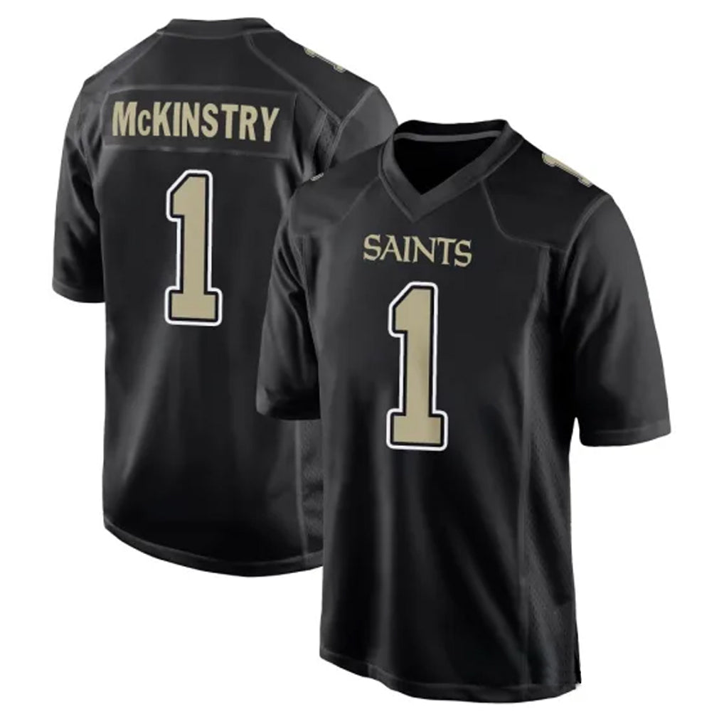 Seanshop NO.Saints #1 Kool-Aid McKinstry Player Black Carbon Fashion Home Game Stitched Jerseys
