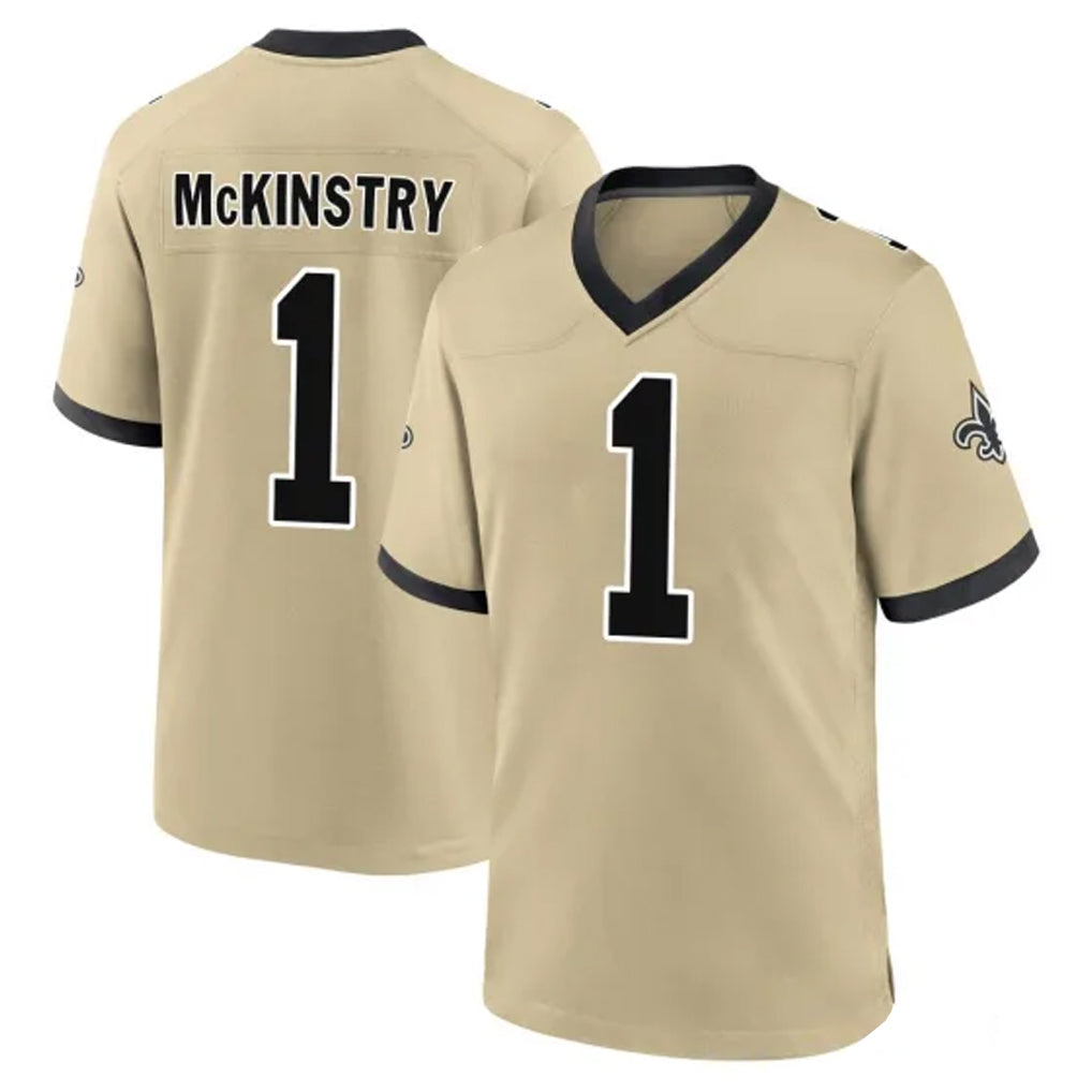 Seanshop NO.Saints #1 Kool-Aid McKinstry Player Gold Home Game Stitched Jerseys