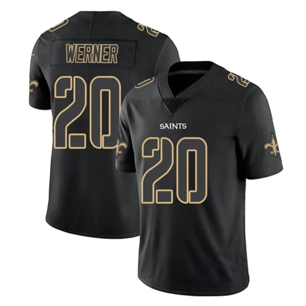 Seanshop NO.Saints #20 Pete Werner Player Black Impact Limited Home Game Stitched Jerseys