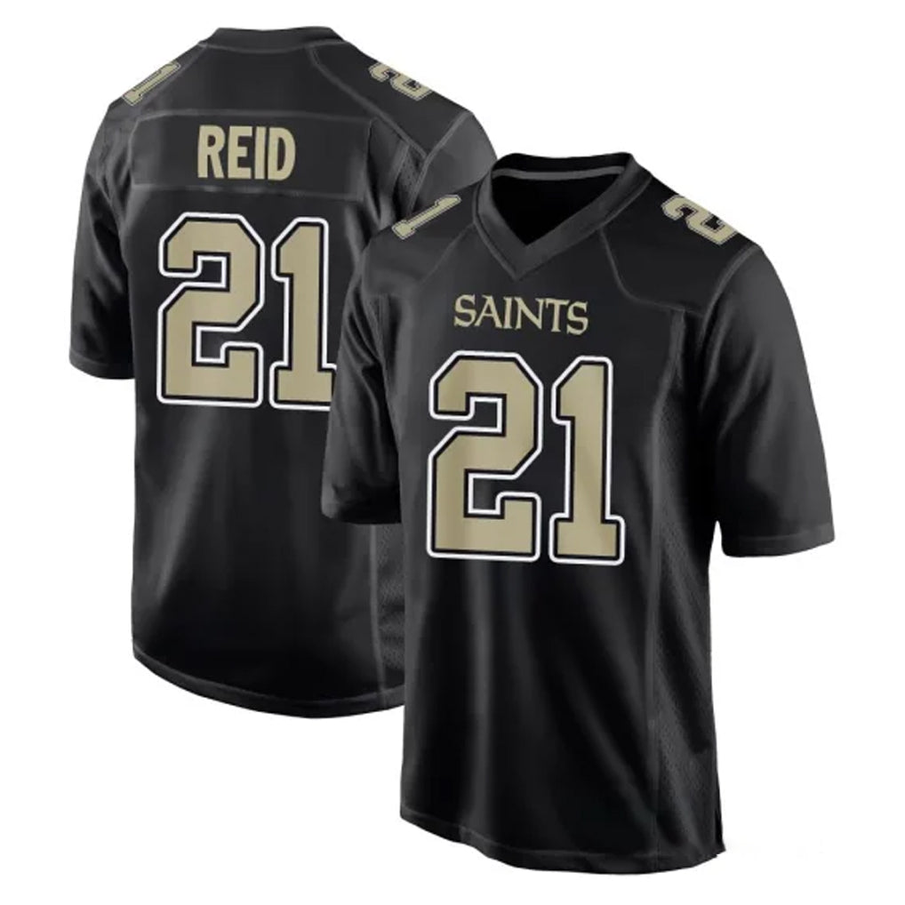 Seanshop NO.Saints #21 Justin Reid Player Black Carbon Fashion Home Game Stitched Jerseys