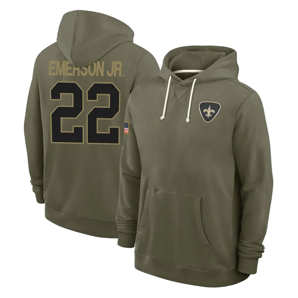 Seanshop NO.Saints #22 Martin Emerson Jr. Player Olive Salute to Service Pullover Hoodies Limited Stitched Jerseys