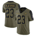 Seanshop NO.Saints #23 Julian Blackmon Player Olive Salute To Service Limited Game Stitched Jerseys