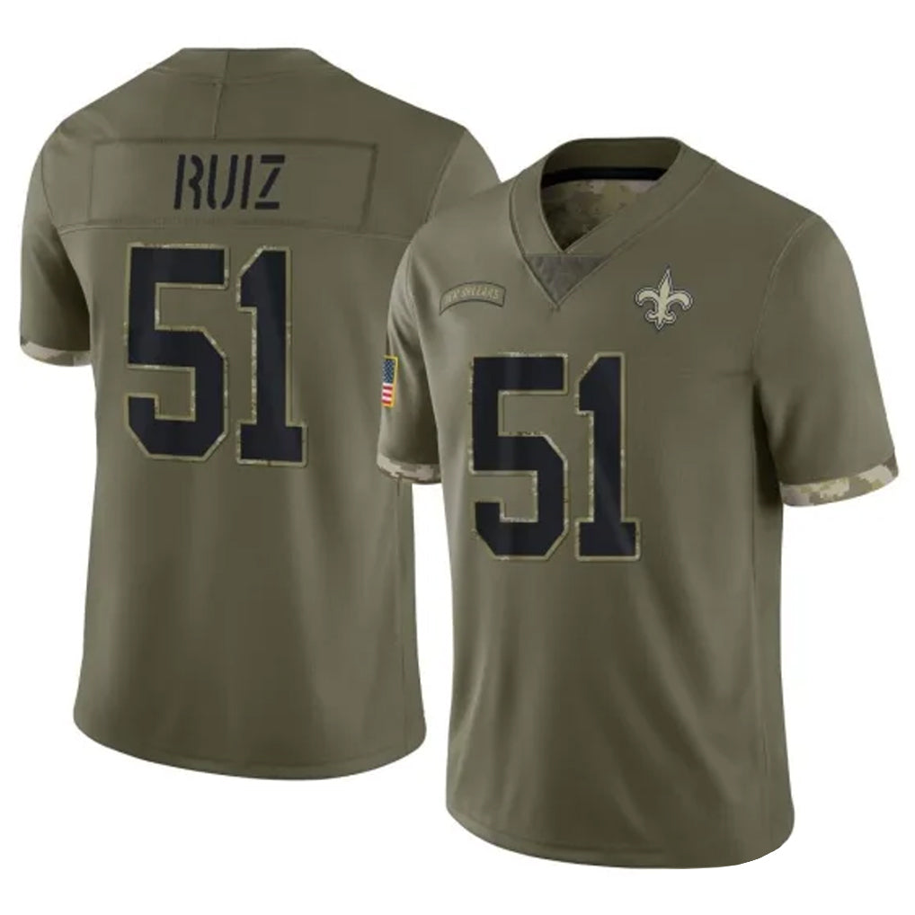 Seanshop NO.Saints #51 Cesar Ruiz Player Olive Salute To Service Limited Stitched Jerseys