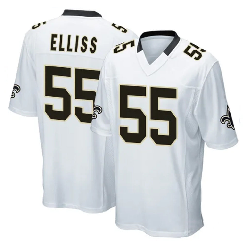 Seanshop NO.Saints #55 Kaden Elliss Player White Home Game Stitched Jerseys