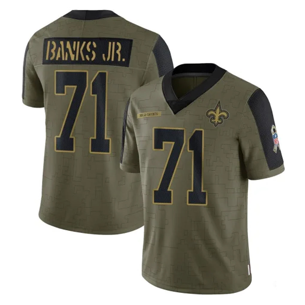 Seanshop NO.Saints #71 Kelvin Banks Jr. Player Olive Salute To Service Limited Game Stitched Jerseys