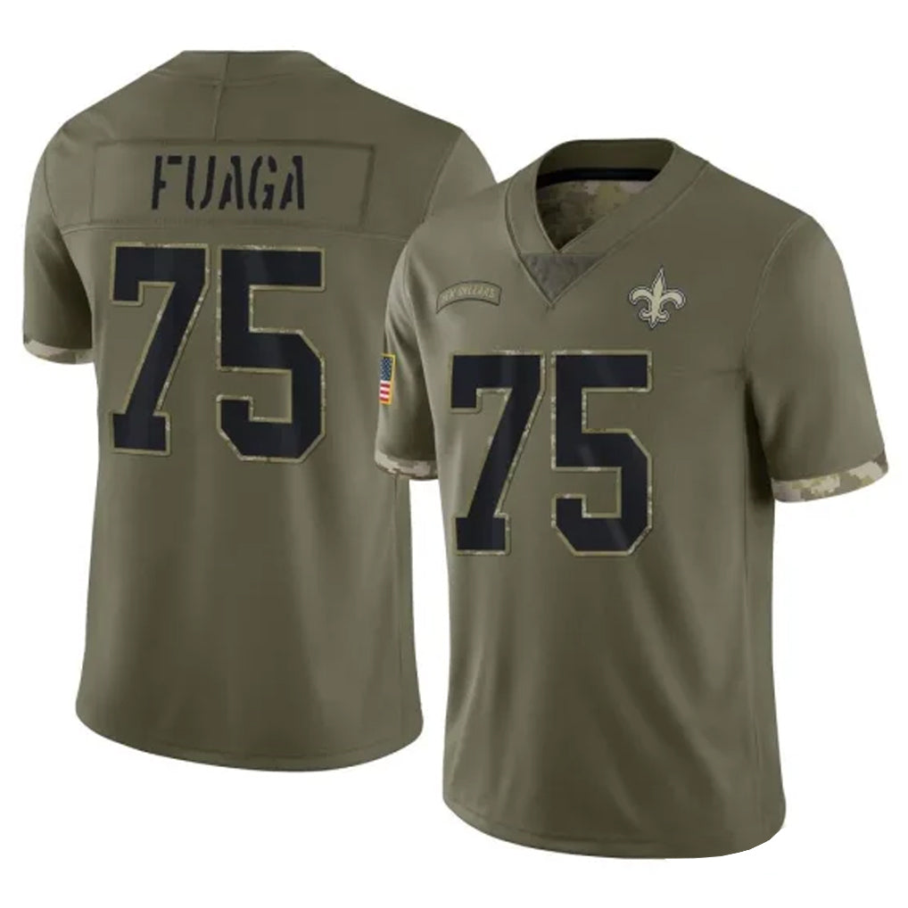 Seanshop NO.Saints #75 Taliese Fuaga Player Olive Salute To Service Limited Stitched Jerseys