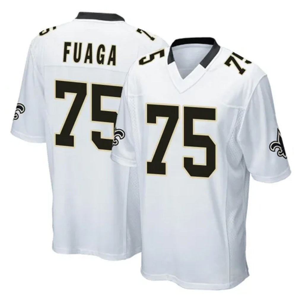 Seanshop NO.Saints #75 Taliese Fuaga Player White Home Game Stitched Jerseys