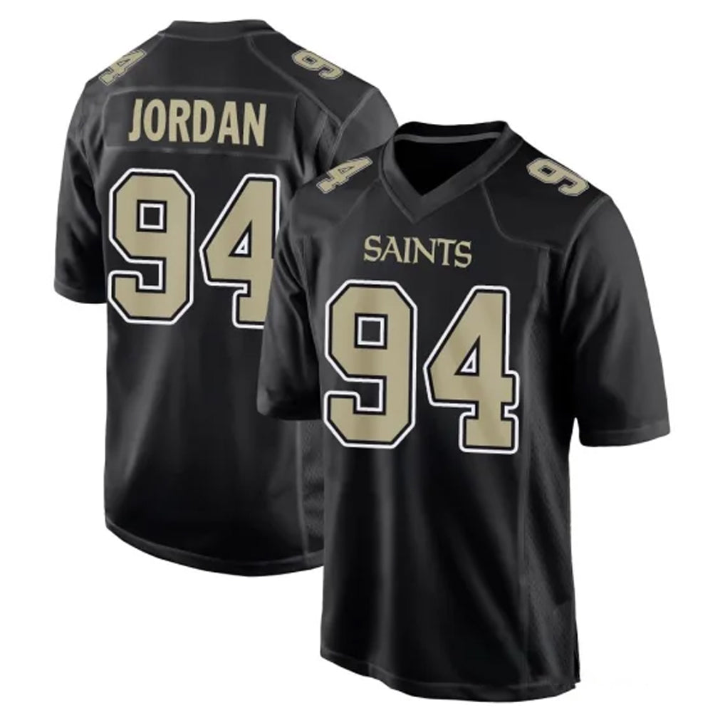 Seanshop NO.Saints #94 Cameron Jordan Player Black Carbon Fashion Home Game Stitched Jerseys