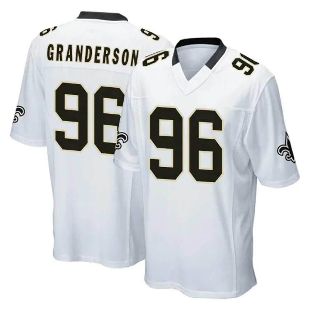 Seanshop NO.Saints #96 Carl Granderson Player White Home Game Stitched Jerseys
